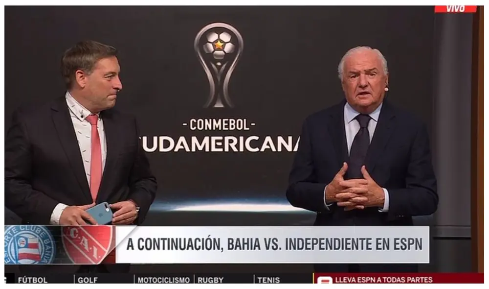 El periodista argentino de 73 años regresó a comentar un partido tras varios años de ausencia. Foto: Captura ESPN. El periodista argentino de 73 años regresó a comentar un partido tras varios años de ausencia. Foto: Captura ESPN.