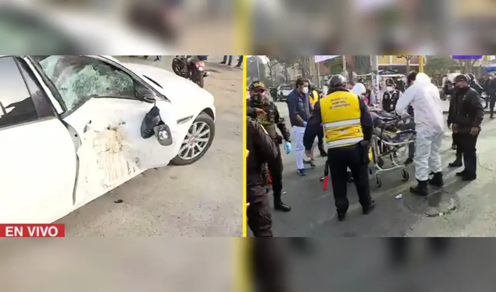 Dos heridos graves dejó el fuerte impacto producido en La Victoria. Foto: Latina/ captura