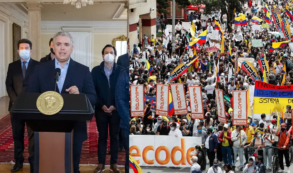 El presidente Iván Duque no descarta el Estado de Conmoción interna frente a los hechos que ocurren en varias partes de Colombia. Foto: composición/EFE
