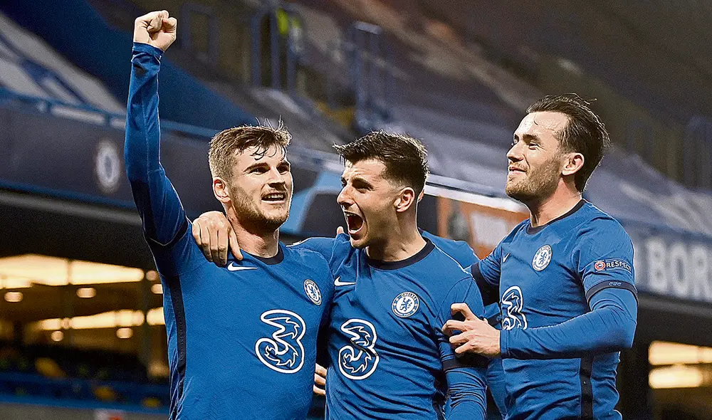 Celebran. Werner y Mount redondearon una gran noche anotando para el triunfo del Chelsea. Foto: difusión