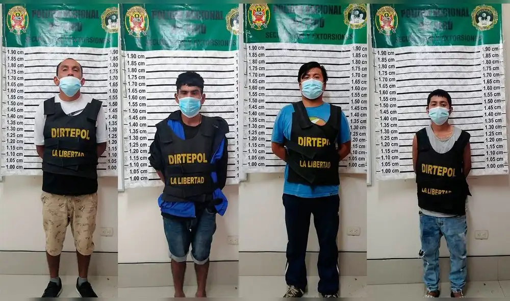 Presuntos extorsionadores fueron capturados cerca de policlínico en Florencia de Mora. Foto: PNP