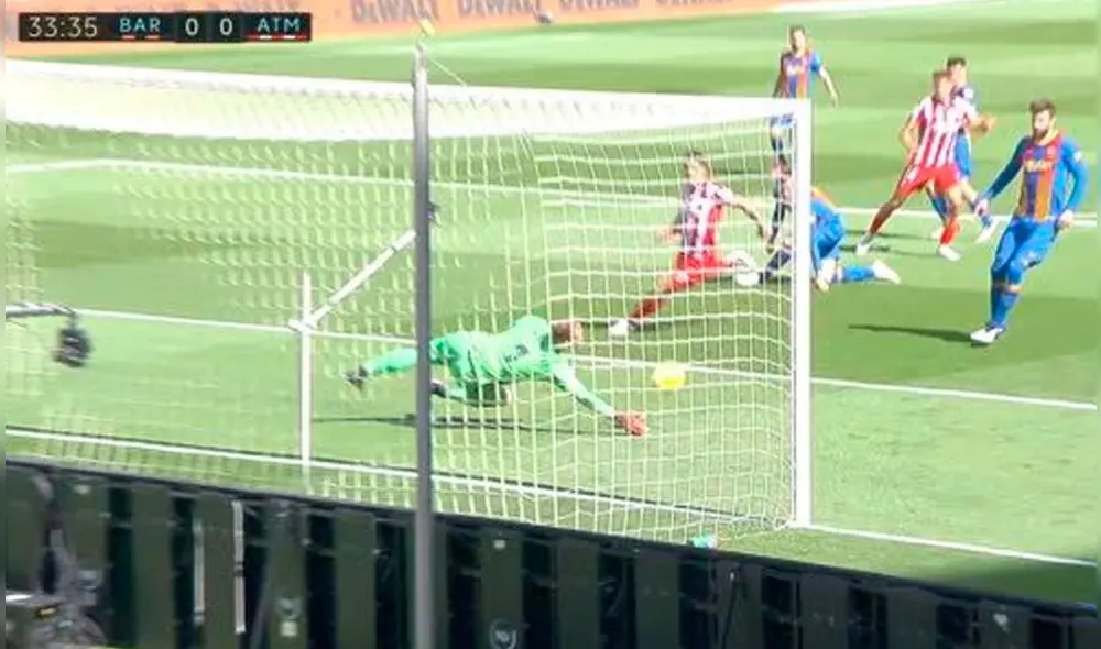 Ter Stegen se lució con una atajada doble en pocos minutos. Foto: DirecTV Sports