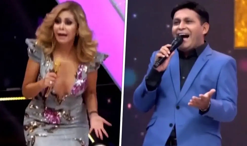 Gisela Valcárcel y Apoteósico frente a frente en El artista del año. Foto: captura de América TV