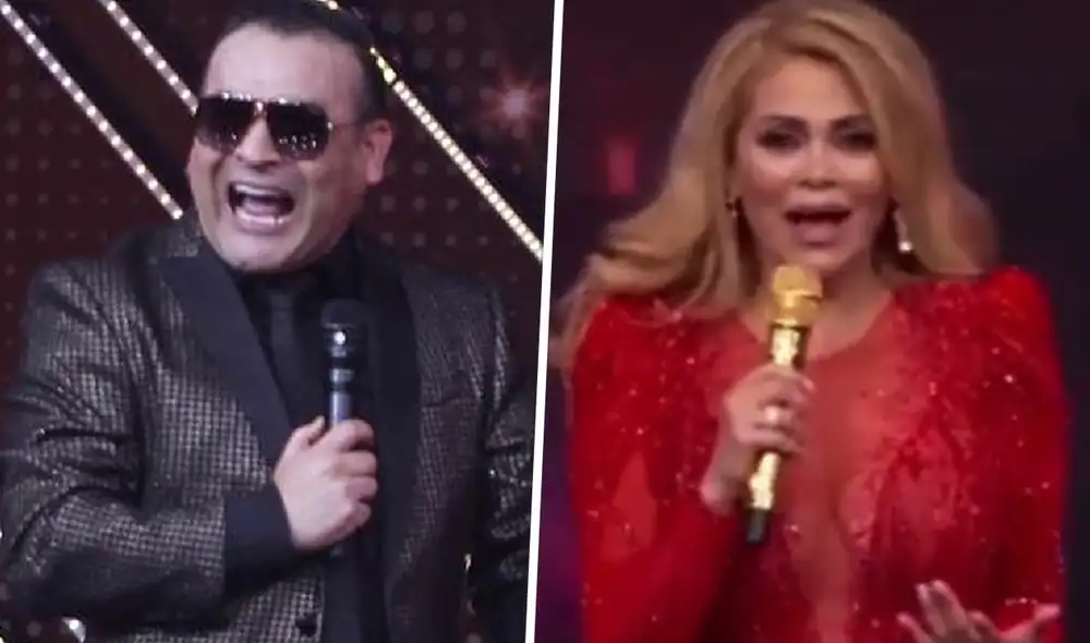 Juan Carlos Orderique junto a Gisela Valcárcel en la primera gala de El artista del año. Foto: Juan Carlos Orderique/ Instagram /captura de América TV