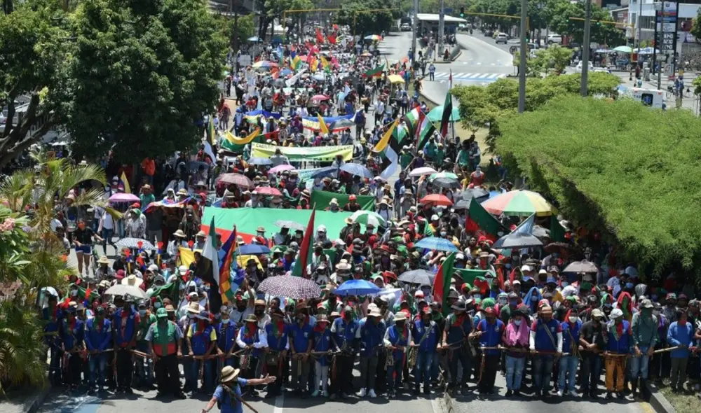En 2020, la Minga Indígena también respaldo las demandas del Paro Nacional. Foto: AFP