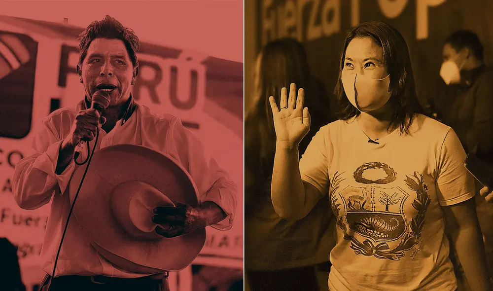 Castillo firmó el compromiso en un mitín en Ucayali, mientras que Fujimori lo hizo durante una entrevista el domingo. Foto: composición La República