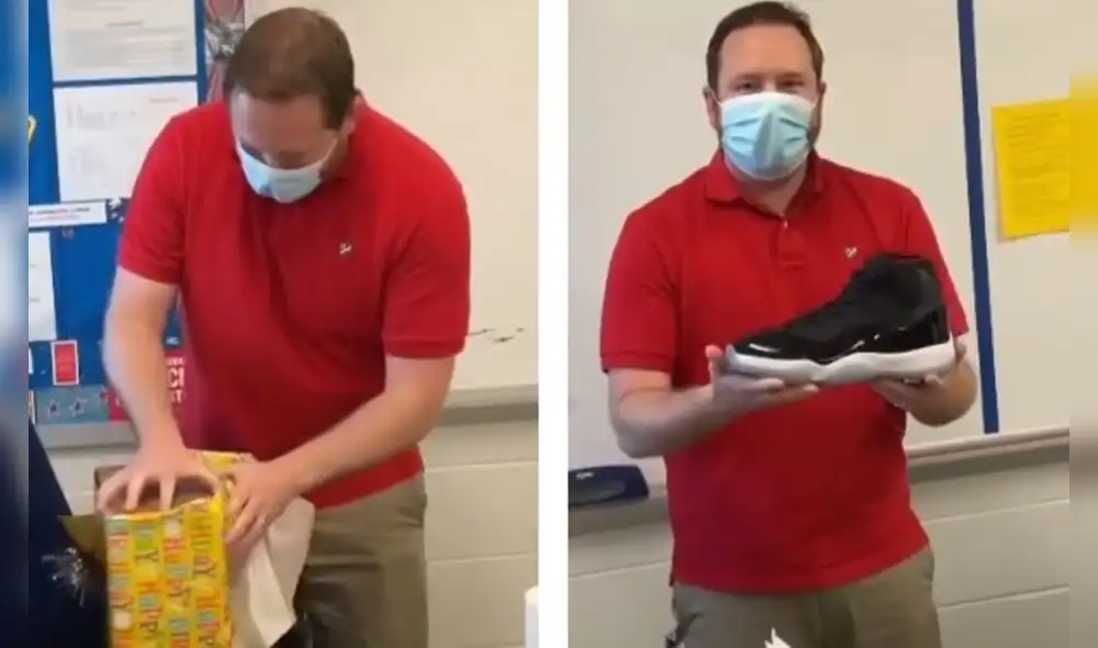 Los estudiantes de Kyle grabaron el momento en que le entregaron el regalo. Foto: composición LR