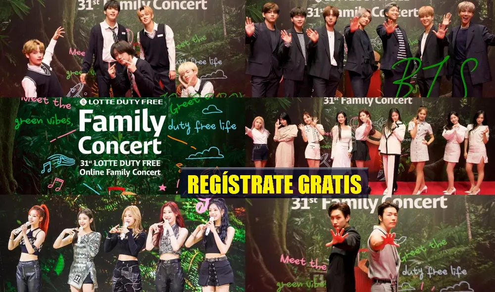 Últimos días para registrarte en el Lotte Duty Free Concert 2021, donde participarán BTS, SUPER JUNIOR D&E, TWICE, ITZY y TXT. Foto: composición/La República