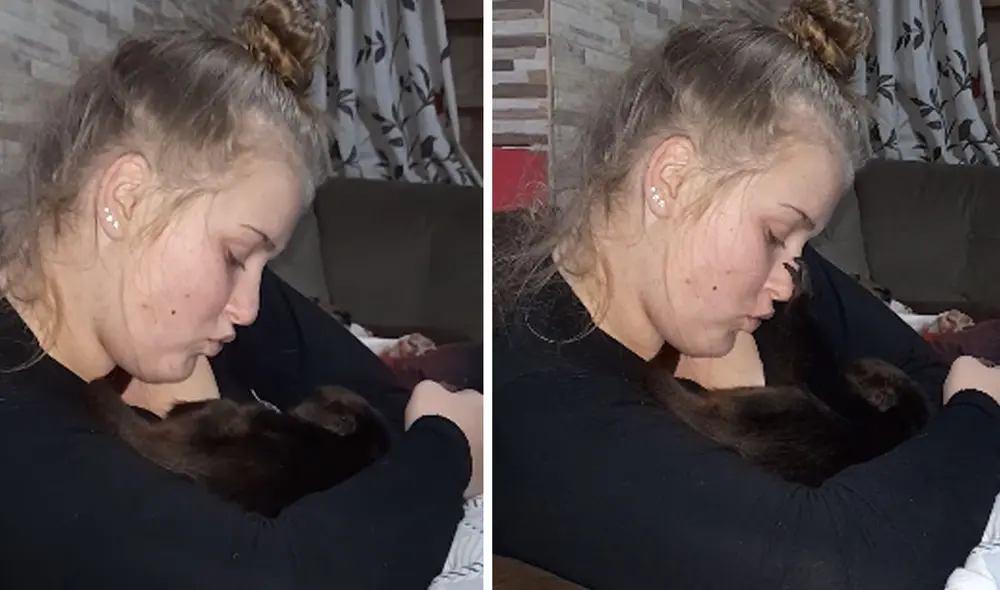 El animal se encariñó con su nueva cuidadora y el regaló varias muestras de cariño. Foto: captura de YouTube