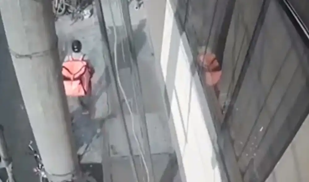 Tras unos segundos de forcejeo, la víctima cayó al suelo y el ladrón huyó con su celular. Foto: captura de América Televisión Tras unos segundos de forcejeo, la víctima cayó al suelo y el ladrón huyó con su celular. Foto: captura de América Televisión