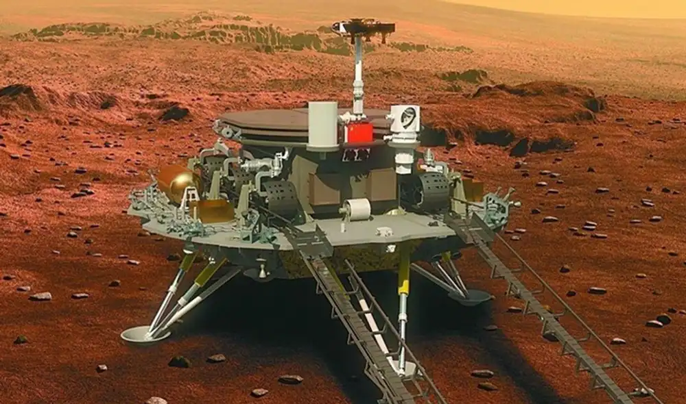 Zhu Rong es parte de la primera sonda de Marte de China, Tianwen-1, que se lanzó en julio de 2020. Foto: Weibo Zhu Rong es parte de la primera sonda de Marte de China, Tianwen-1, que se lanzó en julio de 2020. Foto: Weibo