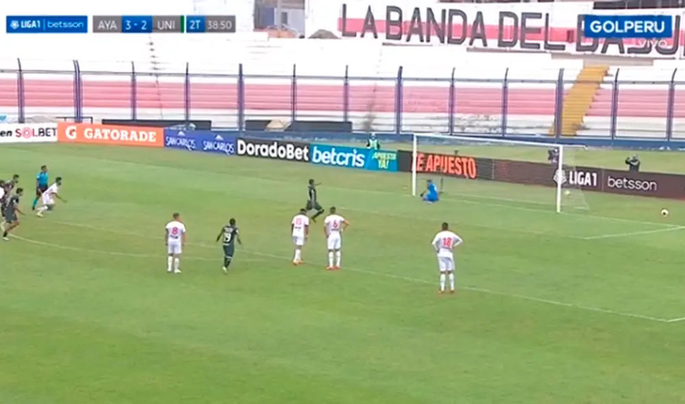 Nelinho Quina anotó el 3-3 ante Ayacucho FC por la Fase 1 de la Liga 1 Betsson. Foto: captura Gol Perú