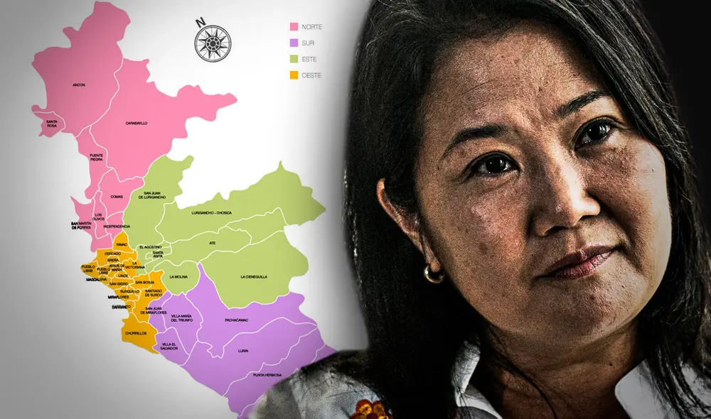Keiko Fujimori tiene menos respaldo de la población electoral en las macrozonas del norte, sur, centro y oriente. Foto: composición de Fabrizio Oviedo/La República Keiko Fujimori tiene menos respaldo de la población electoral en las macrozonas del norte, sur, centro y oriente. Foto: composición de Fabrizio Oviedo/La República
