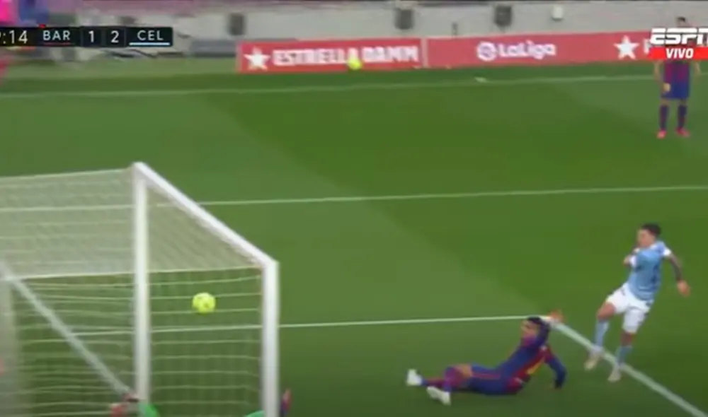 Santi Mina firmó su doblete en el Camp Nou. Foto: ESPN