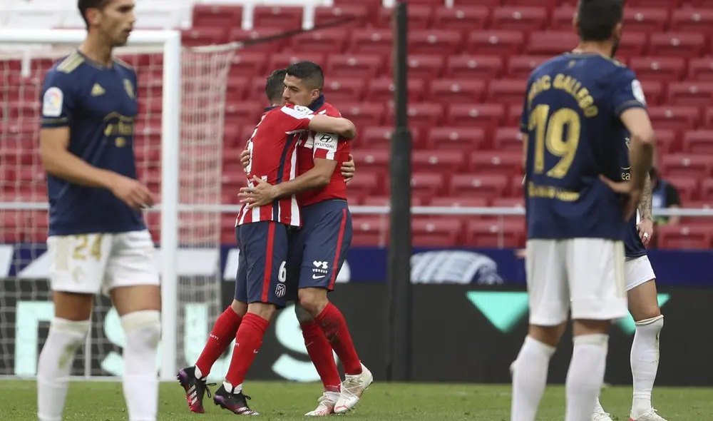 Luis Suárez selló el 2-1 del Atlético Madrid en el Wanda Metropolitano. Foto: EFE