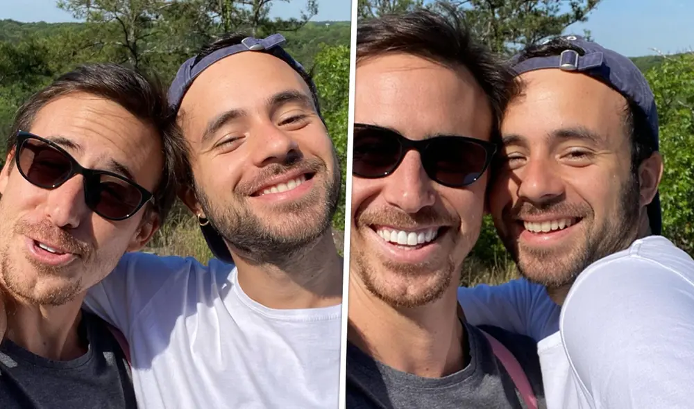 Bruno Ascenzo en compañía de su pareja, el cantante Adrián Bello. Foto: Adrián Bello/ Instagram