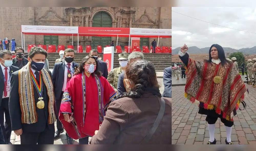 Ceremonia en la Plaza Mayor de Cusco contó con la participación de la premier y otras autoridades locales. Foto: composición La República Ceremonia en la Plaza Mayor de Cusco contó con la participación de la premier y otras autoridades locales. Foto: composición La República