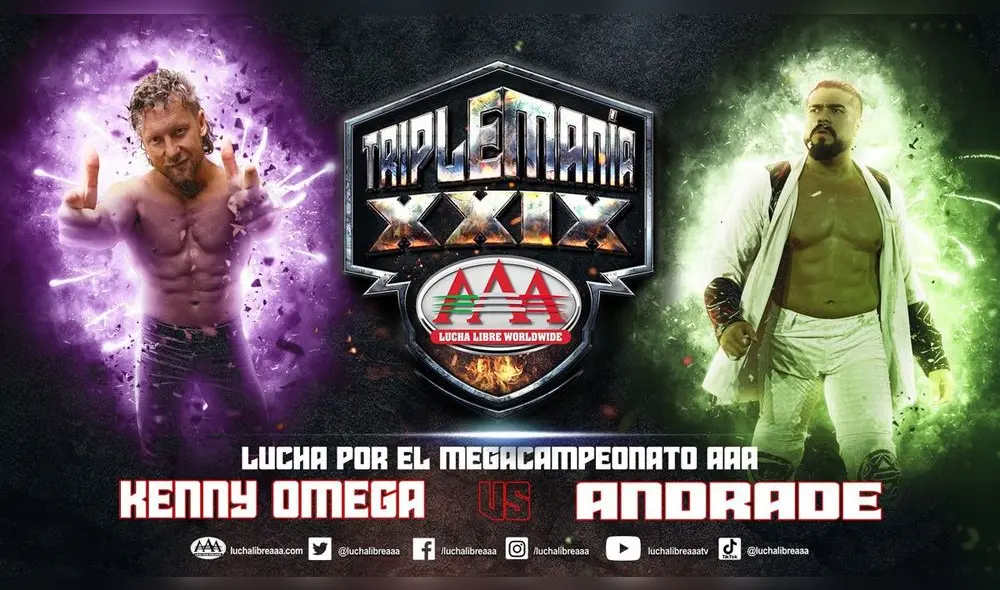Andrade y Kenny Omega harán realidad un combate que muchos fans soñaban. Foto: AAA Andrade y Kenny Omega harán realidad un combate que muchos fans soñaban. Foto: AAA