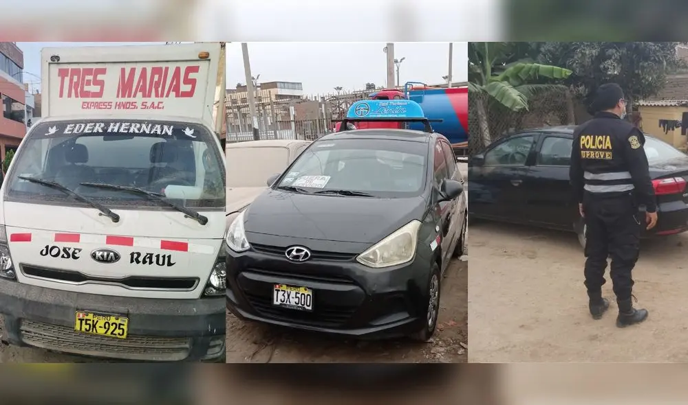 Los vehículos fueron puestos a disposición de la Uprove de Trujillo. Foto: PNP Los vehículos fueron puestos a disposición de la Uprove de Trujillo. Foto: PNP