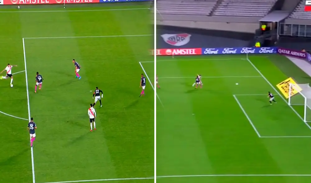 Angileri y Álvarez le dan la ventaja a River ante Santa Fe por la Copa Libertadores. Foto: captura ESPN/composición La República Angileri y Álvarez le dan la ventaja a River ante Santa Fe por la Copa Libertadores. Foto: captura ESPN/composición La República