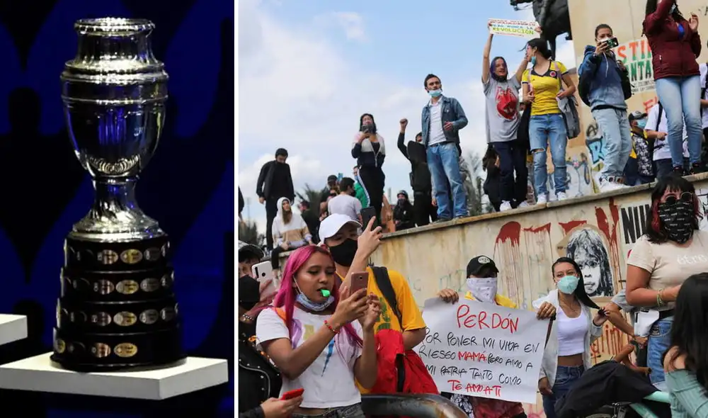 Colombia tuvo este jueves una nueva jornada de marchas contra el Gobierno. Foto: EFE/composición