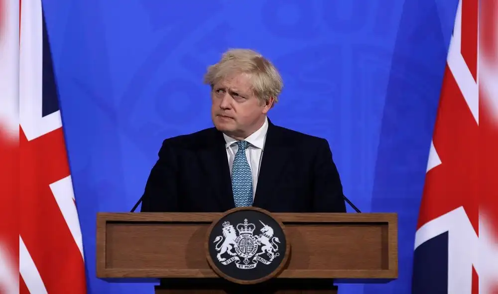 Britain's Prime Minister Boris Johnson gives an update on the coronavirus Covid-19 pandemic during a virtual press conference inside the new Downing Street Briefing Room in central London on May 14, 2021. (Photo by Matt Dunham / POOL / AFP) Britain's Prime Minister Boris Johnson gives an update on the coronavirus Covid-19 pandemic during a virtual press conference inside the new Downing Street Briefing Room in central London on May 14, 2021. (Photo by Matt Dunham / POOL / AFP)