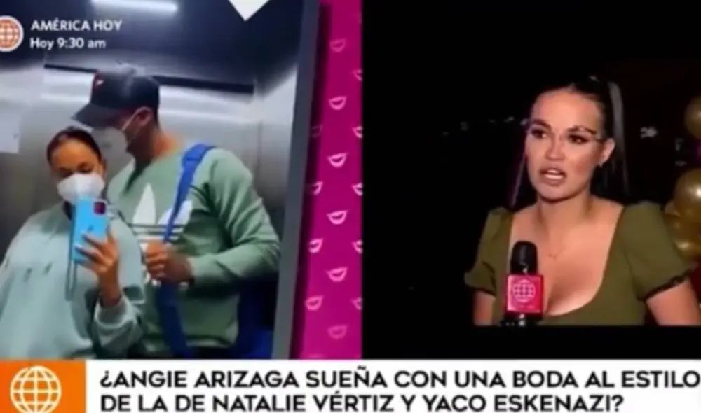 Angie Arizaga y Jota Benz desean una vida juntos en un futuro. Foto: captura de América TV Angie Arizaga y Jota Benz desean una vida juntos en un futuro. Foto: captura de América TV