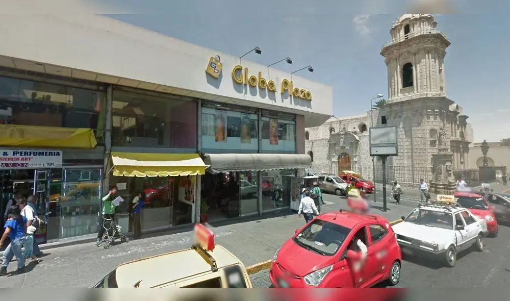 Local de la víctima se encuentra en el Centro Comercial Global Plaza, en el Cercado de Arequipa. Foto: Google Maps Local de la víctima se encuentra en el Centro Comercial Global Plaza, en el Cercado de Arequipa. Foto: Google Maps