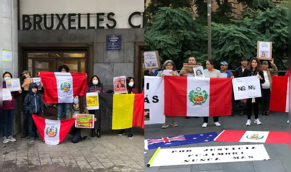 Los peruanos en el extranjero salieron a las calles a mostrar su rechazo a la candidatura de la lideresa naranja. Foto: composición LR