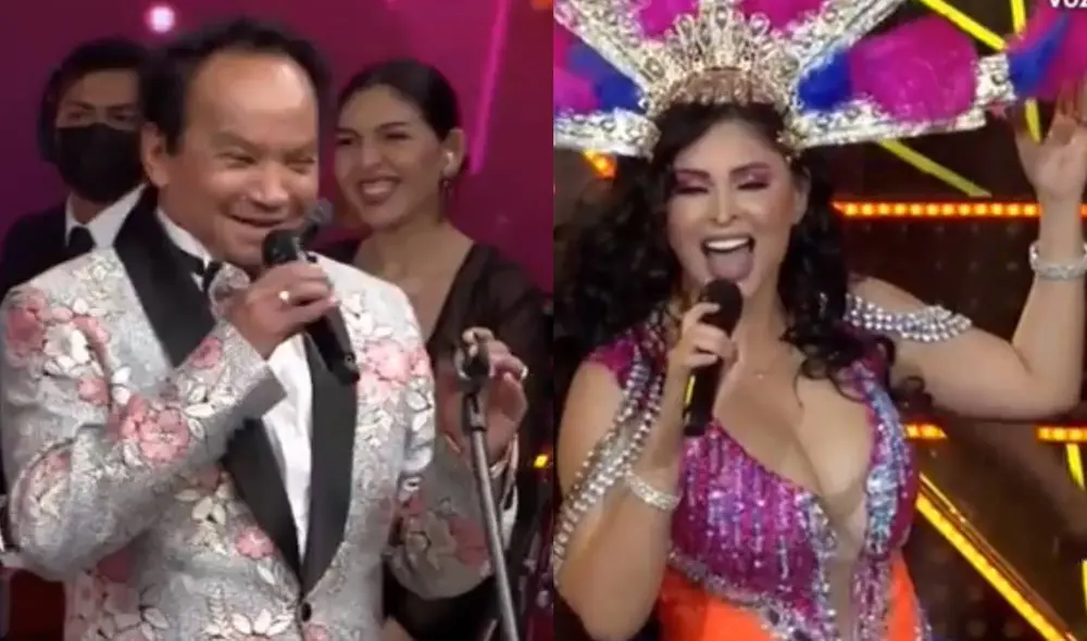 Melcochita y Pamela Franco deslumbraron en el escenario de El artista del año. Foto: captura de América TV Melcochita y Pamela Franco deslumbraron en el escenario de El artista del año. Foto: captura de América TV