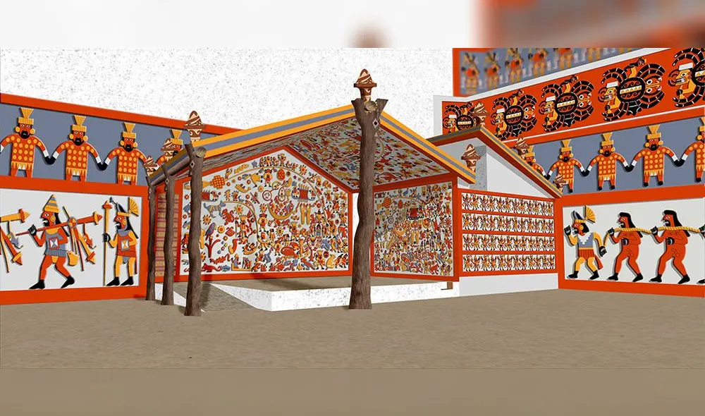 Muro Moche: Reconstrucción del Muro del Tema Complejo. Incluyendo el techo