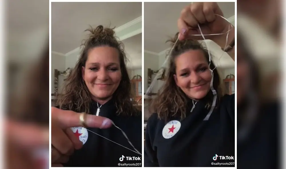 La mujer mostró lo fácil y rápido que puede ser sacarse un anillo atascado. Foto: captura de TikTok La mujer mostró lo fácil y rápido que puede ser sacarse un anillo atascado. Foto: captura de TikTok