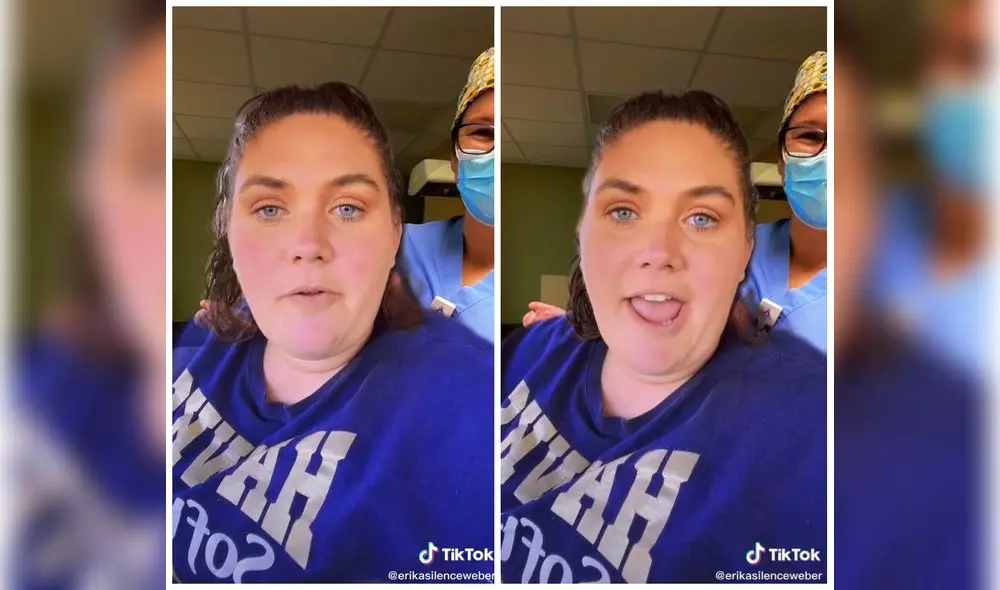 la mujer narró que su parto terminó siendo inducido debido al peso de su bebé. Foto: captura de TikTok.