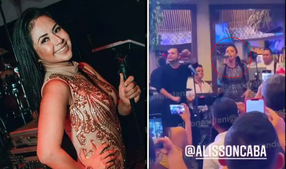 En las imágenes se ve a Linda Caba cantando en un local frente a decenas de personas. Foto: composición Instagram / Instarándula