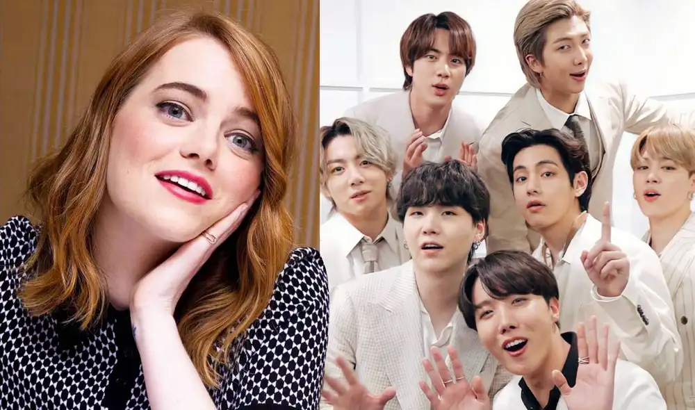 Conoce lo que dijo Emma Stone sobre Bangtan en entrevista con Jessi. Foto: composición LR/Hybe
