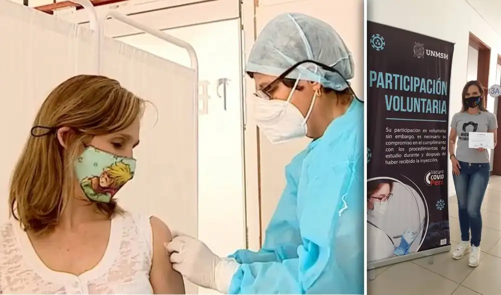 "En los próximos días, me colocarán la vacuna Beijing. ¡Estoy muy feliz!”, escribió Laly Goyzueta en redes. Foto: composición Twitter