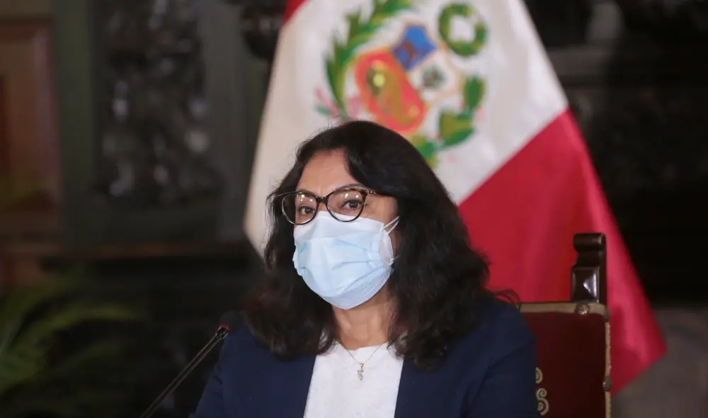 La titular de la PCM afirmó que "el Ministerio de Salud va a colocar un cronograma" para los que deben ser inmunizados el día de las elecciones. Foto: PCM La titular de la PCM afirmó que "el Ministerio de Salud va a colocar un cronograma" para los que deben ser inmunizados el día de las elecciones. Foto: PCM