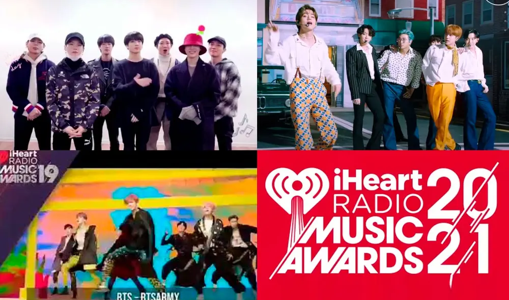 Recuento de las premiaciones de BTS en iHeartRadio Awards. Foto: composición LR