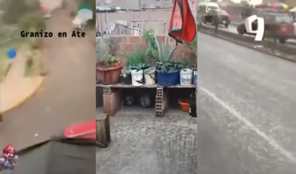 Vecinos se mostraron sorprendidos, pero a la vez preocupados por la precipitación de hielo. Foto: Facebook