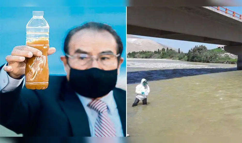 En marzo pasado el consejero de Islay trajo una muestra de las aguas del río Tambo. Foto: composición La República