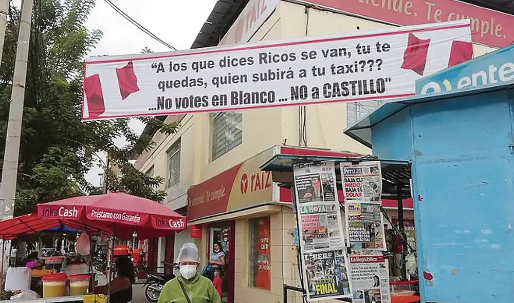 Piura. En la calle Castilla colocaron este letrero, que luego fue retirado por la municipalidad al infringir la ordenanza. Foto: difusión