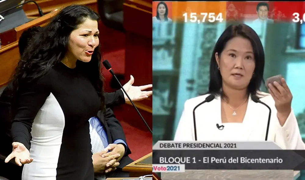 La exparlamentaria criticó a Keiko Fujimori por mostrar una piedra en el debate. Foto: composición/La República. La exparlamentaria criticó a Keiko Fujimori por mostrar una piedra en el debate. Foto: composición/La República.