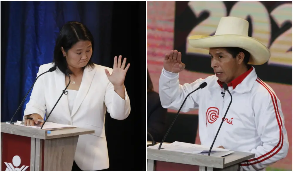 Ambos candidatos participación en el debate organizado por el JNE. Foto: Oswald Charca/La República Ambos candidatos participación en el debate organizado por el JNE. Foto: Oswald Charca/La República