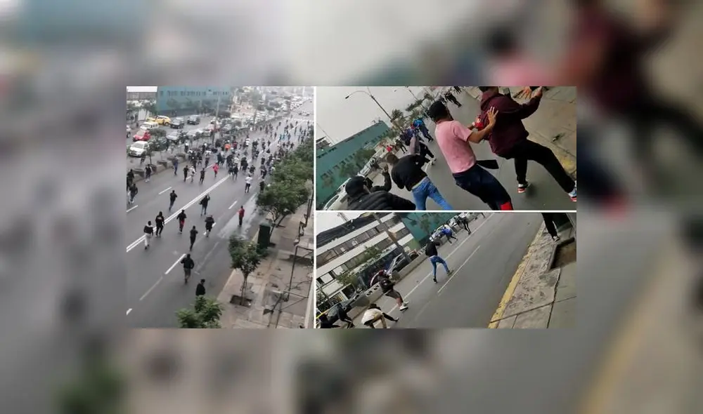 Usuarios en redes sociales mostraron la batalla campal en la avenida Abancay. Foto: captura de videos enviados al WhatsApp LR