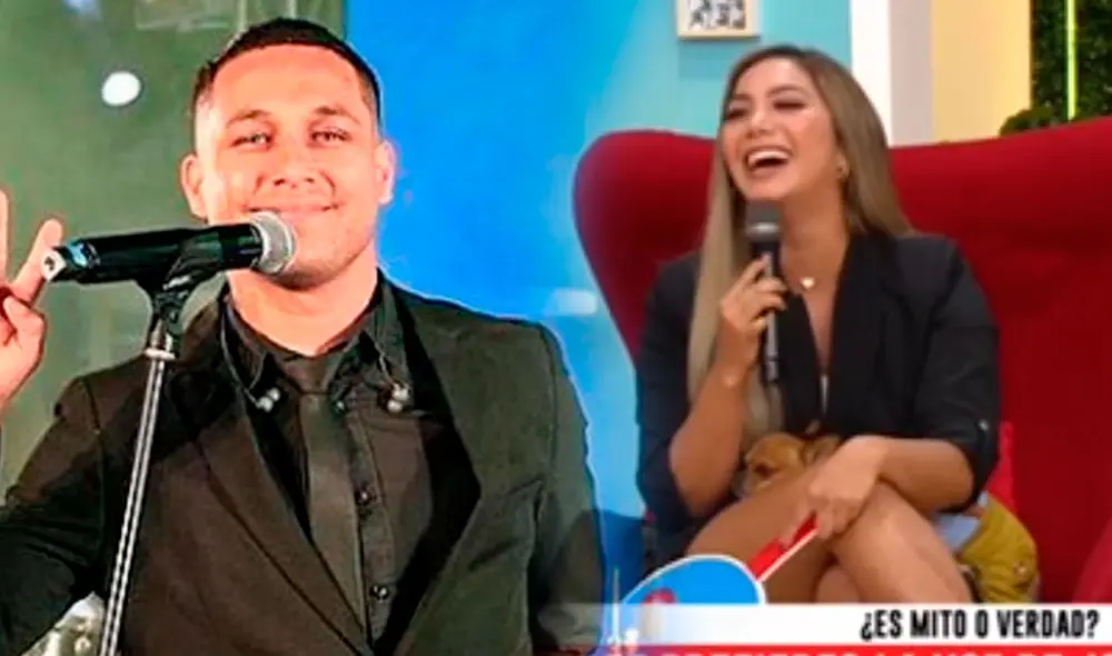 La empresaria aseguró que le gusta más la voz de Jonathan Rojas que el de Christian Domínguez. Foto: captura/América Hoy