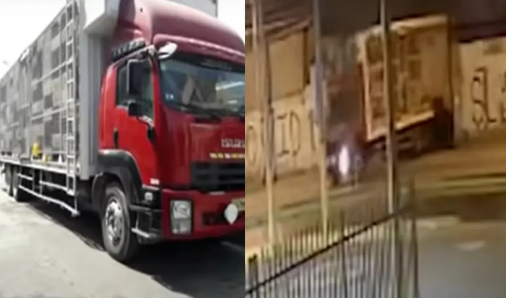 El camión de marca Isuzu fue robado el último fin de semana. Foto: captura de Panamericana Televisión