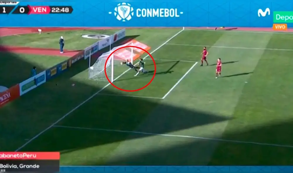 Joel Graterol salvó el segundo gol tras una espectacular atajada. Foto: captura/Movistar Plus