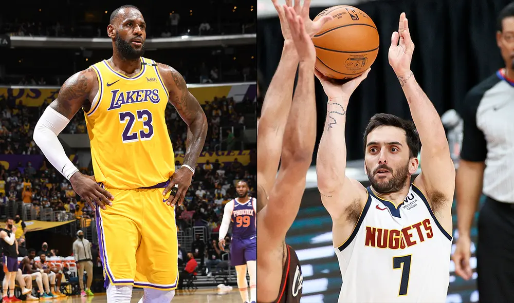 Los Lakers de LeBron James fueron eliminados de la NBA y los Nuggets de Facundo Campazzo siguen en carrera. Foto: AFP/composición