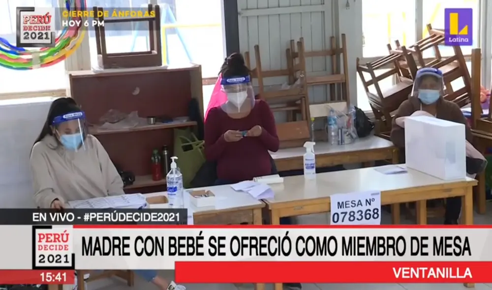 Personal de ONPE asegura que tomó todas las medidas necesarias para cuidar la salud de la gestante. Foto: captura de Latina Noticias