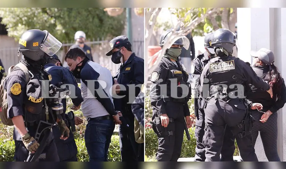 Por lo menos habían cinco personas detenidas hasta el medio día de este lunes. Foto: Oswald Charca / La República Por lo menos habían cinco personas detenidas hasta el medio día de este lunes. Foto: Oswald Charca / La República